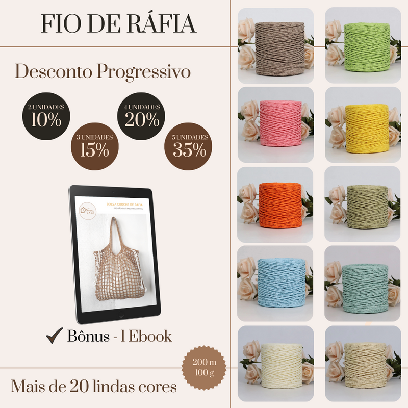 Fio de Ráfia para Crochê - DESCONTO PROGRESSIVO